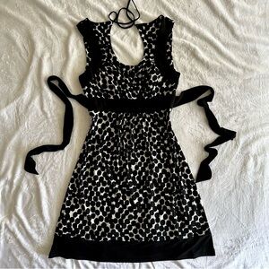 Y2K Black and White Polka Dots Tie Dress